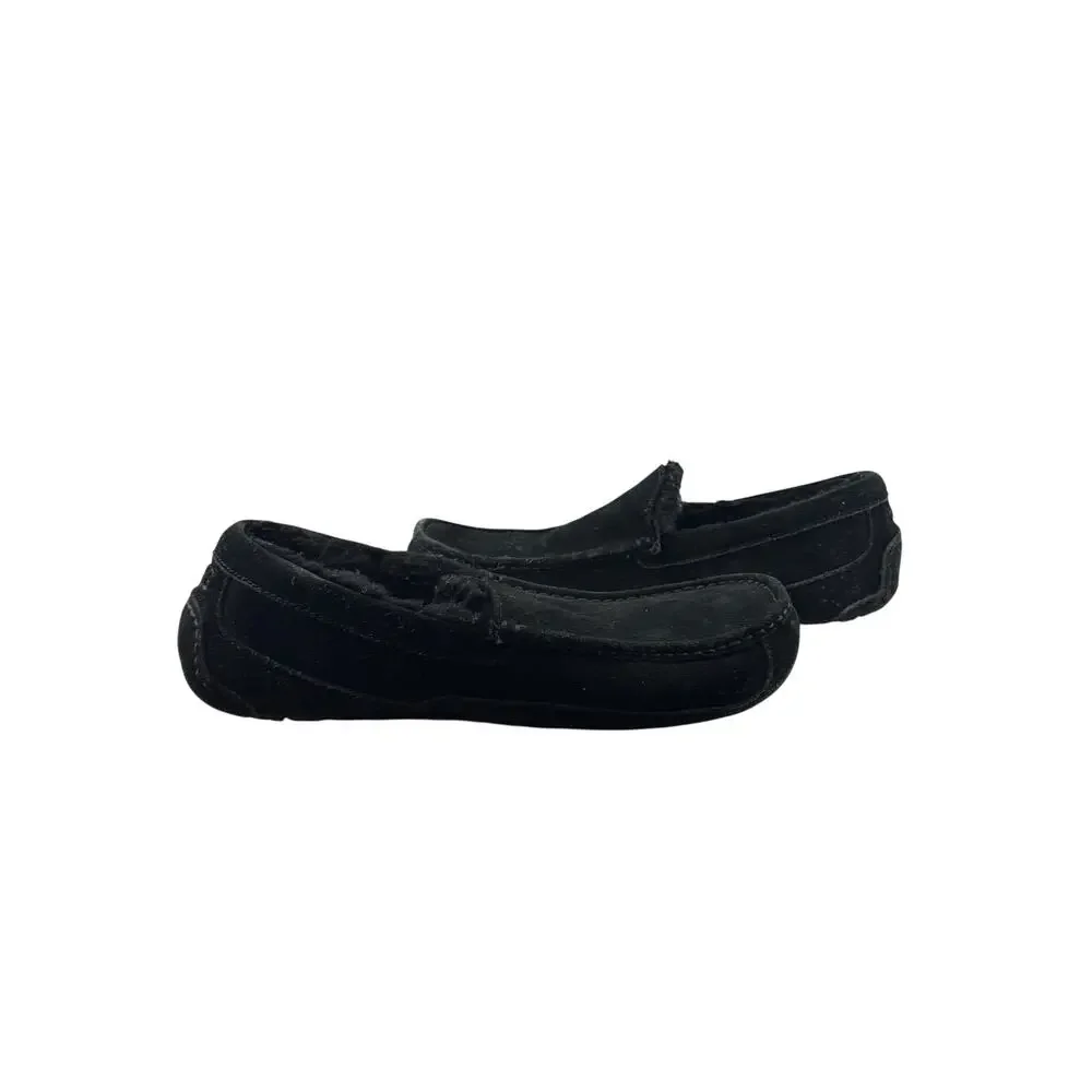 Ugg Black Suede Mens Ascot Slipper Size 12 Sheepskin Causal
